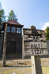 Image showing Stop sign at Auschwitz concentration camp.