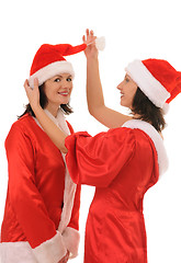 Image showing two women santa