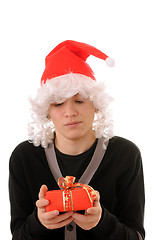 Image showing teenager in a hat santa