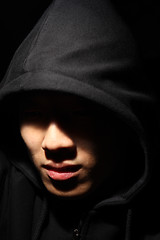 Image showing the man with no face over dark background 