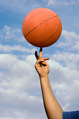 Image showing Spinning basketball