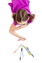 Image showing Girl making drawings