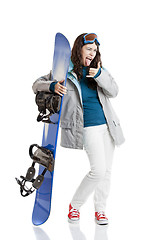 Image showing Snowboard woman