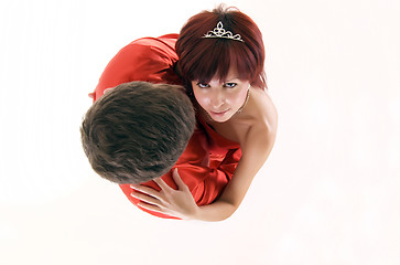 Image showing Young couple in red