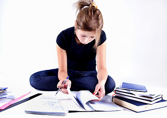 Image showing girl spending time in studying