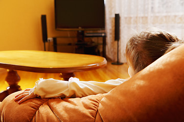 Image showing Child watching television