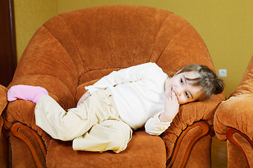 Image showing Girl relaxed in chair