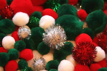 Image showing Colorful Christmas Pom Poms