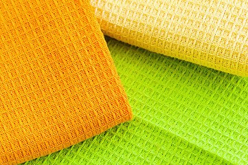 Image showing  Multi-coloured towels, close up a background 