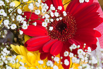 Image showing Autumn bouquet of flowers a close up, a background