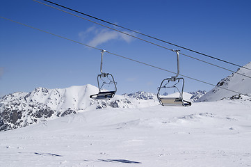 Image showing Chair lift at ski resort