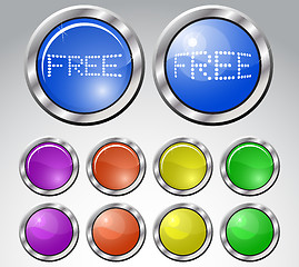 Image showing Set of multicolored glasses round buttons