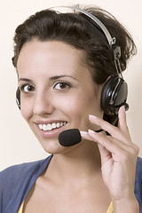 Image showing business customer support operator woman smiling