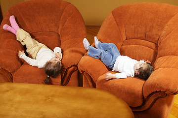Image showing Sisters in chairs