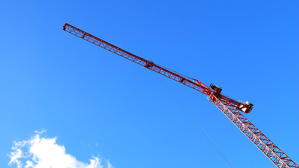 Image showing red tower crane