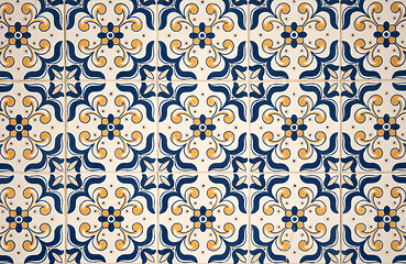 Image showing Traditional Portuguese glazed tiles