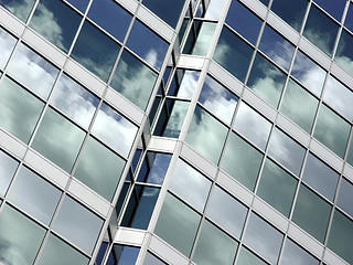 Image showing Blue sky and clouds reflection