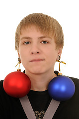 Image showing teenager with christmas decoration