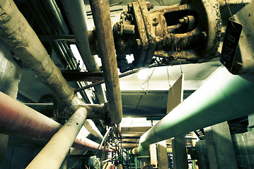 Image showing Industrial zone, Steel pipelines, valves and ladders