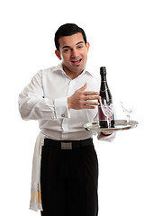 Image showing Jovial waiter or bartender