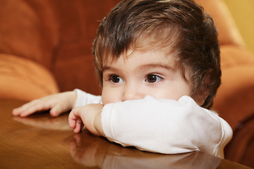 Image showing Portrait of pensive baby girl