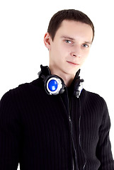 Image showing Young man with  headphones   