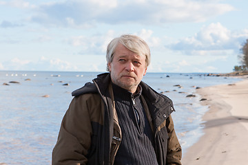 Image showing Middle-aged man at the sea.