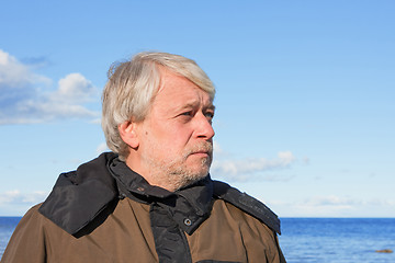 Image showing Portrait of middle-aged man at the sea.