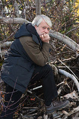 Image showing Middle-aged man in forest.