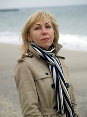 Image showing Woman on sea shore