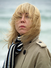 Image showing Woman on sea shore