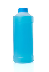 Image showing Blue liquid in trasparent plastic bottle 
