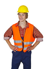Image showing Young worker with visibility vest 