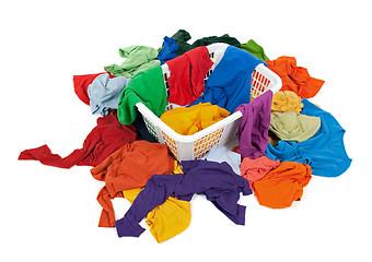 Image showing Bright messy clothes in a laundry basket