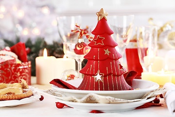 Image showing Table setting for Christmas