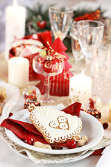 Image showing Table setting for Christmas