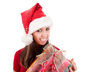 Image showing Happy christmas young woman with a gifts