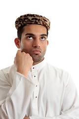 Image showing Ethnic man thinking brainstorming