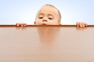 Image showing Looking up onto table