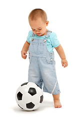 Image showing Little boy with football ball