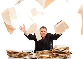 Image showing Man throwing away paperwork