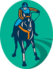 Image showing Horse and jockey racing