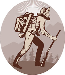 Image showing Miner prospector hunter trapper hiking 