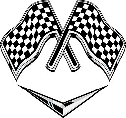 Image showing metallic racing checkered flag crossed