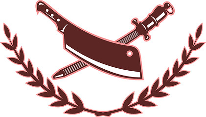 Image showing  butcher's knife and blade sharpener 