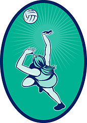 Image showing Netball player rebounding jumping