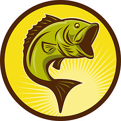 Image showing Largemouth Bass fish jumping