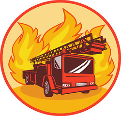 Image showing Fire truck or engine with flames