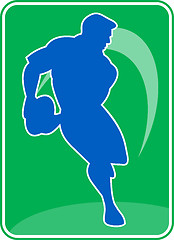 Image showing rugby player running passing ball