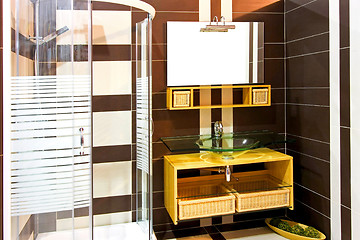 Image showing Brown bathroom detail